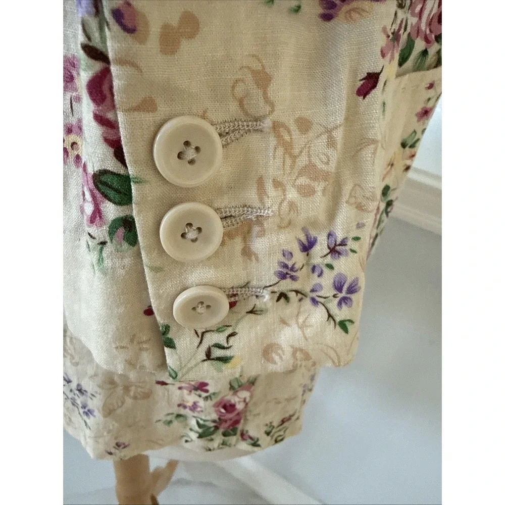 Free People Jacket XS Linen Blend Double Breast Boho Cottagecore Prairie